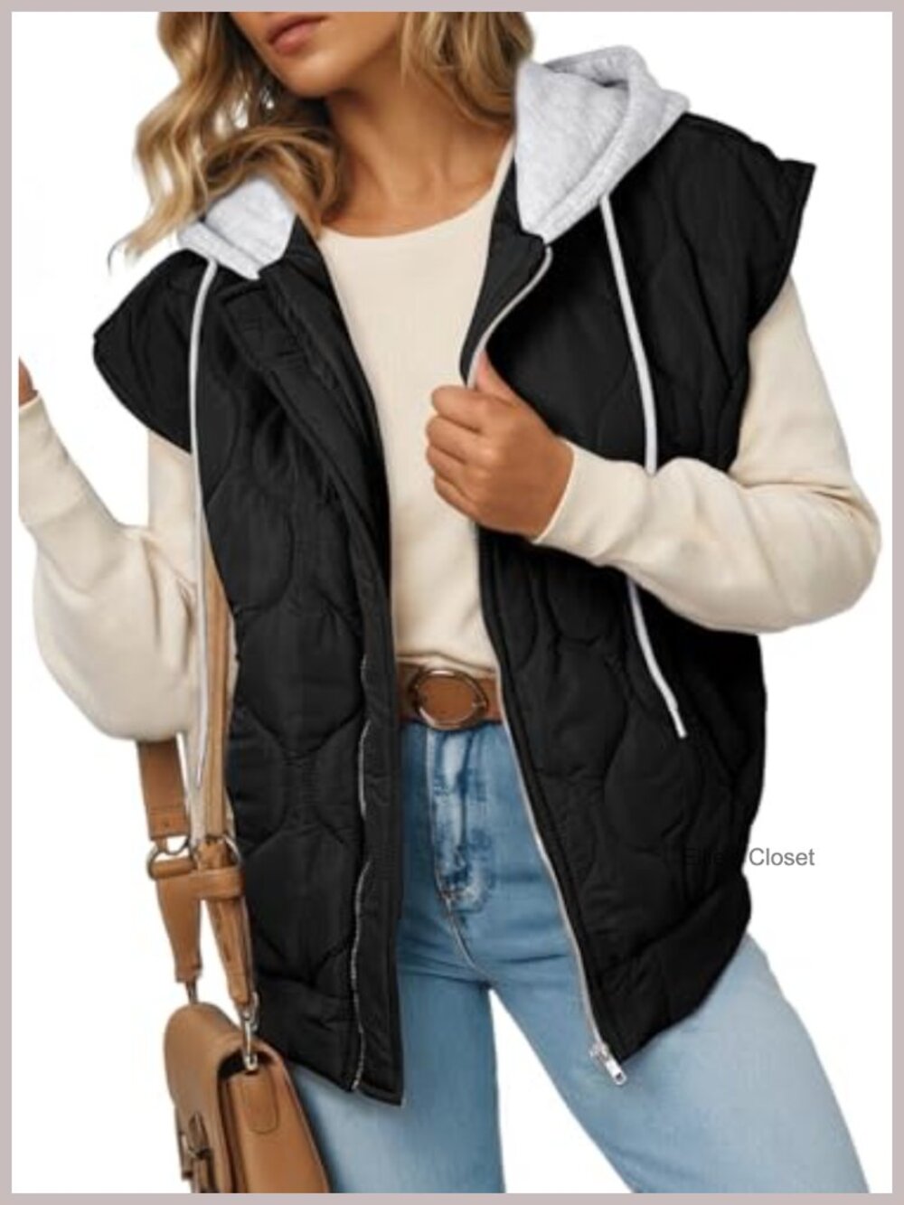 Quilted Puffer Vest Hooded Zip Up Lightweight Sleeveless Jacket with Pockets